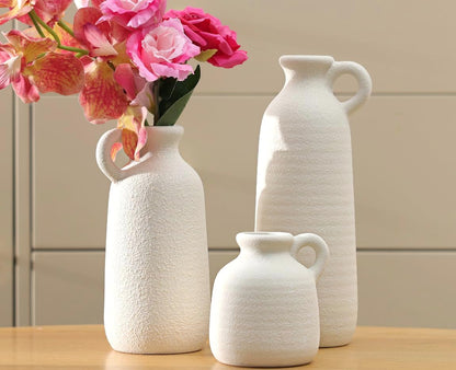 Modern Ceramic Vase Set of 5, Vases Home Decor Rustic Farmhouse Decorative Vase Pottery Vases for Bouquet Pampas Grass Dried Fresh Flowers, Table Living Room Kitchen Bedroom