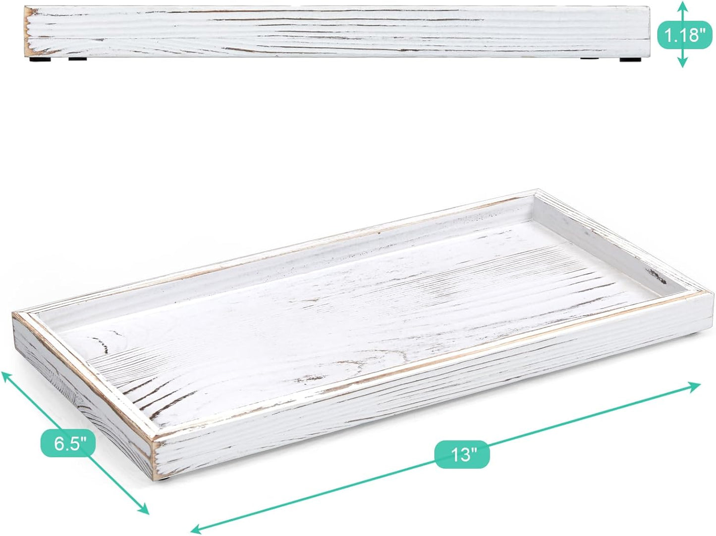 ALELION 11.7" Bathroom Vanity Tray for Counter - Acacia Wood Decorative Tray for Toilet Tank Makeup Perfume Jewelry Catchall Coffee Table - Wooden Kitchen Countertop Organizer for Soap Dispenser