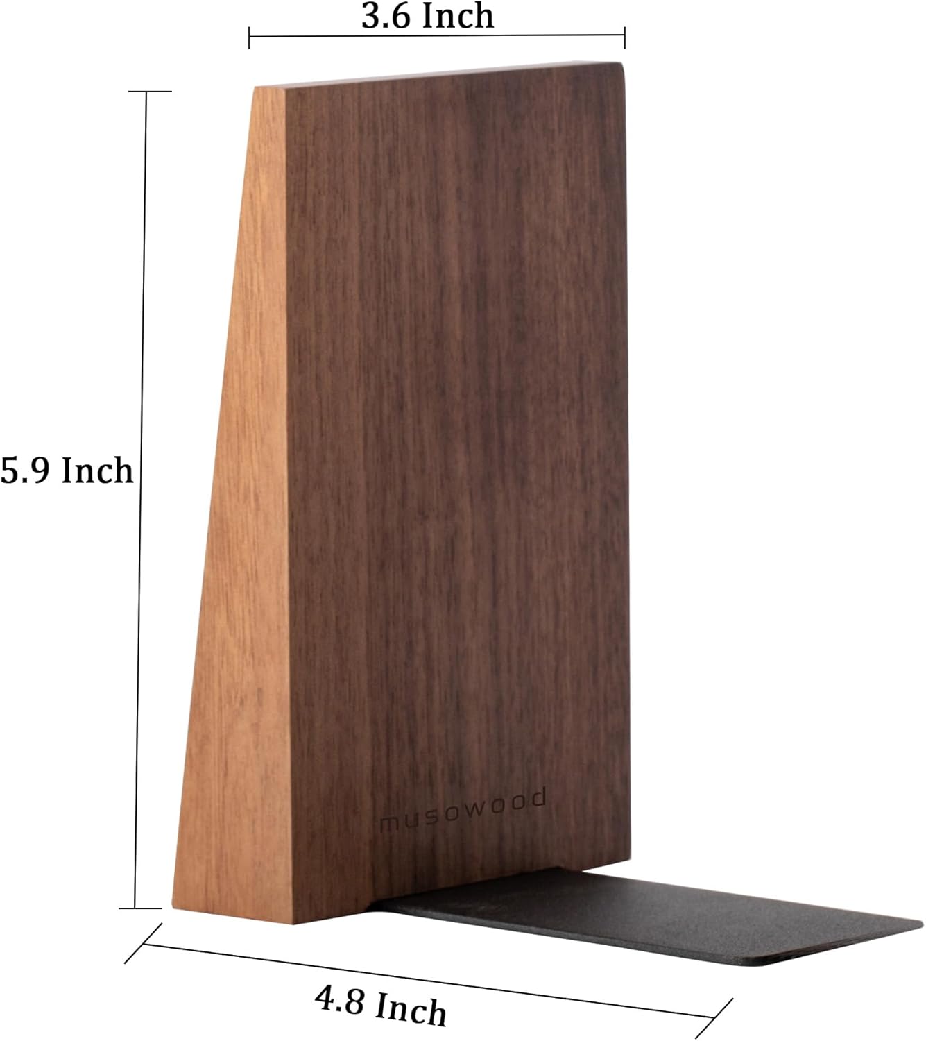 Muso Wood Book Ends, Thickened Wooden Bookends for Heavy Books, Creative Decorative Bookends for Shelves, Non-Skid Book Ends, Handmade Acacia Wood Bookends