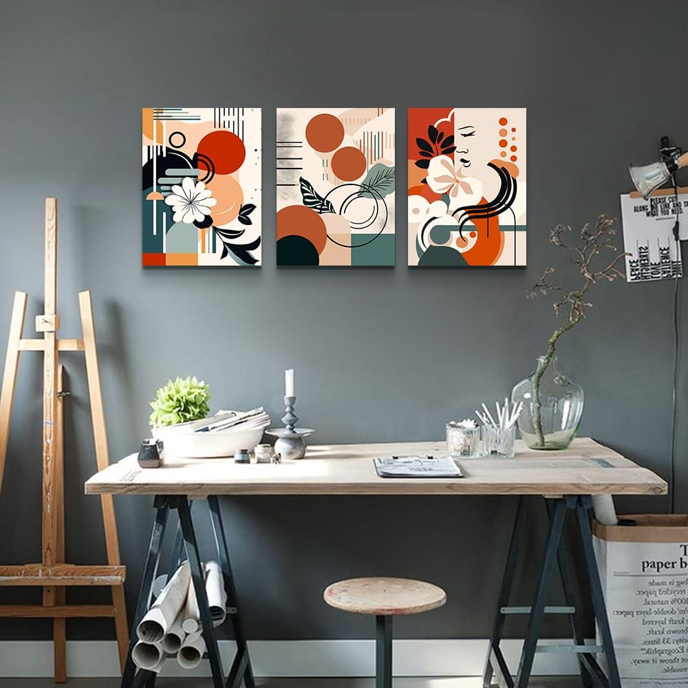 MHARTK66 Wall Art for Living Room Modern Wall Decor for Bedroom Office Decor Abstract Mountain Forest Landscapes Ink Painting 3 Piece Framed Canvas Art Prints Ready to Hang Wall Pictures Home Decor