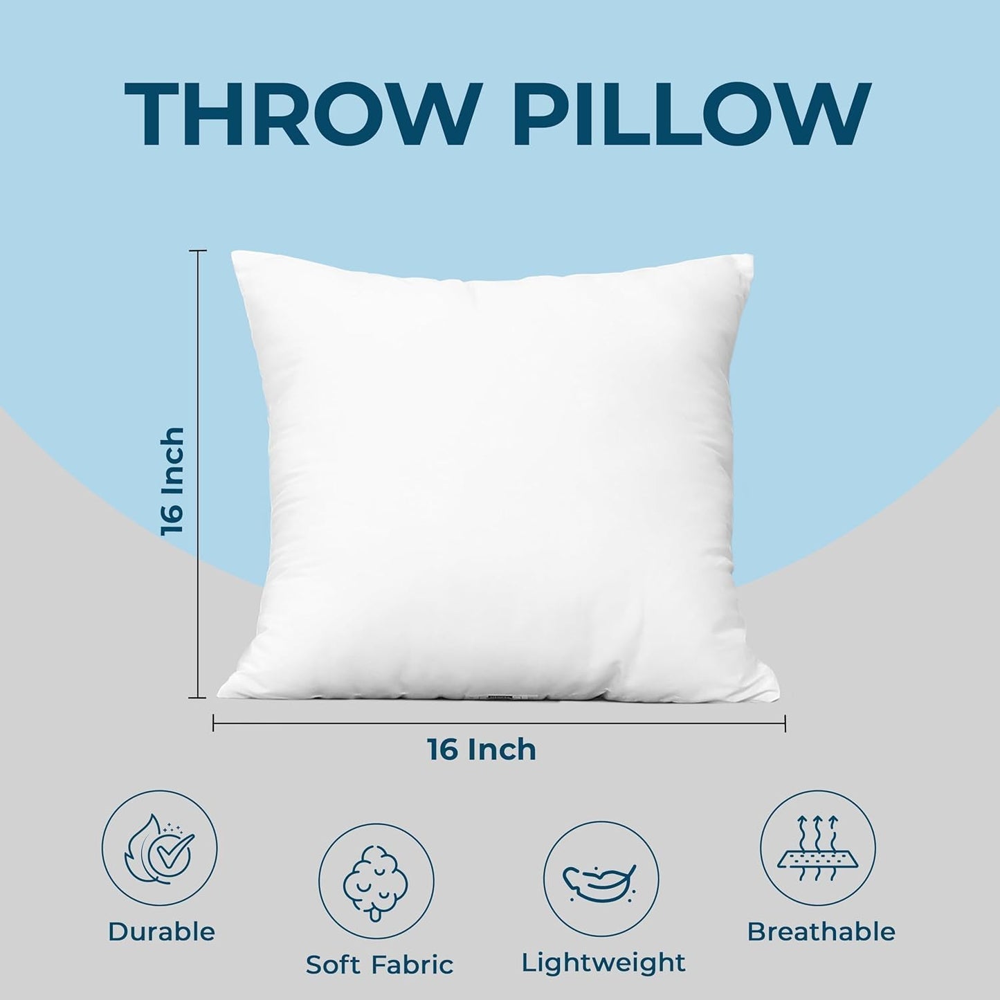 Utopia Bedding Throw Pillows (Set of 4, White) – 18 x 18 Inches Down Alternative Pillows for Bed, Sofa, and Couch - Fluffy Decorative Stuffer Pillow for Indoors & Outdoors
