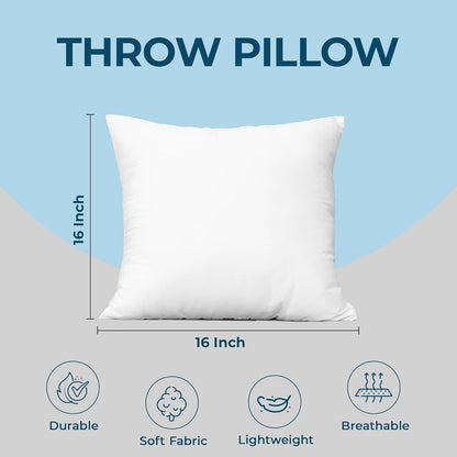 Utopia Bedding Throw Pillows (Set of 4, White) – 16 x 16 Inches Down Alternative Pillows for Bed, Sofa, and Couch - Fluffy Decorative Stuffer Pillow for Indoors & Outdoors