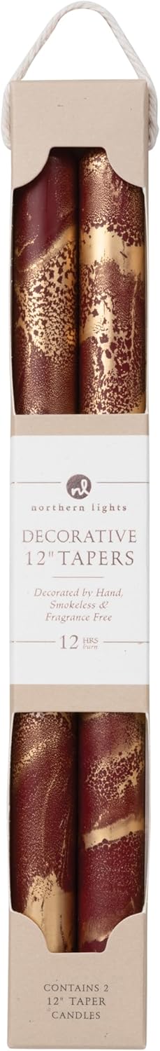Premium Decorative Tapers - 12" 2PK - Terra Cotta w/Gold - 73301