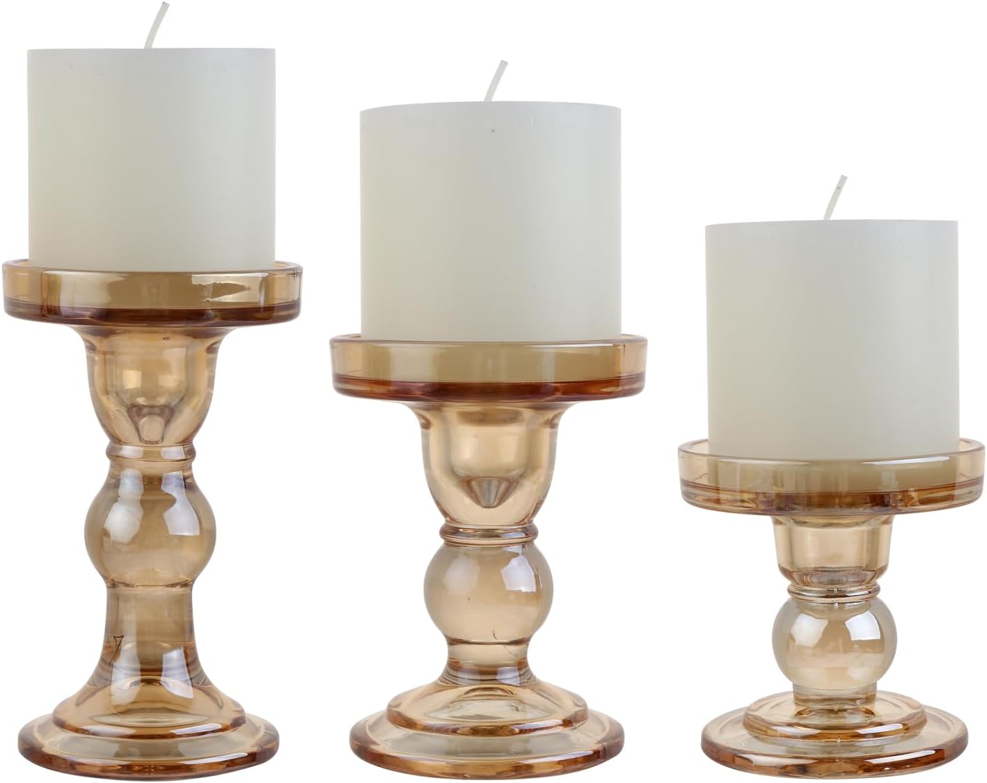 6-Piece Set of Glass Candlestick, Crystal Candlestick Holder Holder and Conical Candle, Christmas Candle Holder Decoration, Family Living Room Wedding Candle Holder (Clear 2sets)