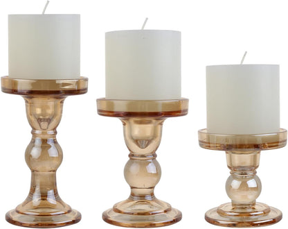 6-Piece Set of Glass Candlestick, Crystal Candlestick Holder Holder and Conical Candle, Christmas Candle Holder Decoration, Family Living Room Wedding Candle Holder (Clear 2sets)