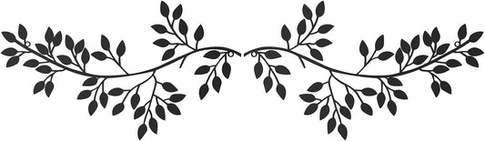 Hotop 2 Pieces Metal Tree Leaf Wall Decor Vine Olive Branch Leaf Wall Art Wrought Iron Scroll Sculptures Above the Bed, Living Room, Outdoor Decoration (Classic Style,Black)