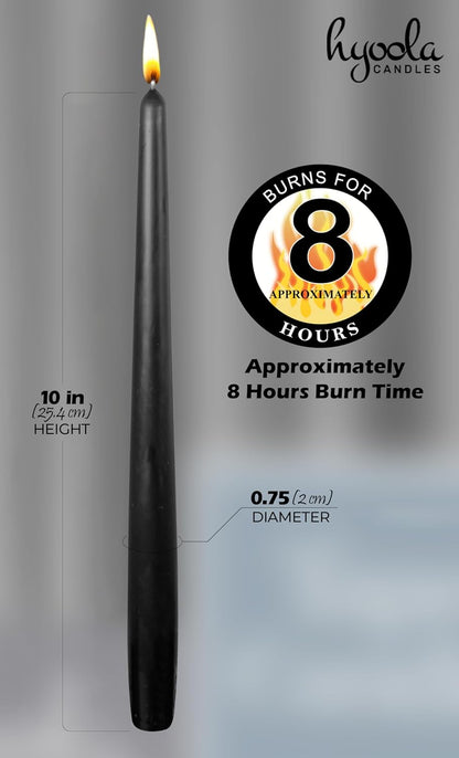 Hyoola Tall Taper Candles - 10 Inch Metallic Gold Unscented Dripless Taper Candles - 8 Hour Burn Time - 4 Pack