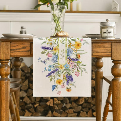 Artoid Mode Bloom Flowers Florals Lavender Summer Table Runner, Seasonal Spring Holiday Kitchen Dining Table Decoration for Home Party Indoor 13x72 Inch