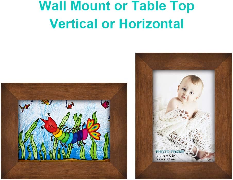 RPJC 5x7 Picture Frames Made of Solid Wood High Definition Glass for Table Top Display and Wall Mounting Photo Frame Black