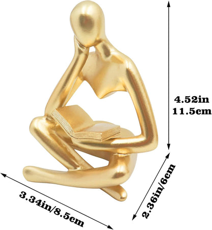 Jinkoozz Reading Women Statue, Thinker Sculptures, Abstract Art Ornament, Modern Aesthetic Figurine Decoration, Suitable for Home Living Room Bedroom Office Shelf Table Desk Bookshelf Decor