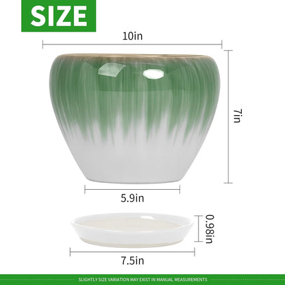 Deep Dream 6 Inch Plant Pots- Ceramic Planter Pot with Drainage Hole and Saucer, Round Flower Pot for Indoor Outdoor Succulent, Snake Plants and Cactus, Blue