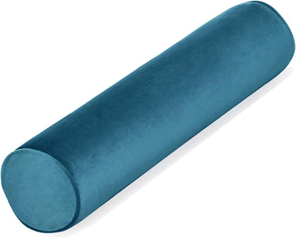 Tinbolunce Memory Foam Roll Pillow for Knee/Leg/Neck - Full Moon Bolster/Round Cylinder Pillow for Sleeping on Side or Back - Removable Cooling Cover Length 18" x 6" Diameter (Navy Blue)