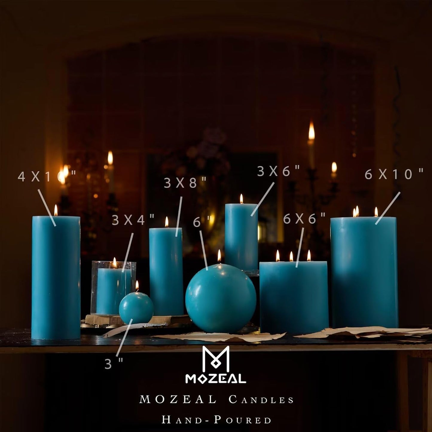 MOZEAL 3" x 4" Hand-Poured Unscented Candle,Dripless Pillar Candle Set of 3,Long Clean Burning,Approx 72 Hours Burn Time,Rustic Country Style,Wedding,Dinner,Christmas and Home Decor,White