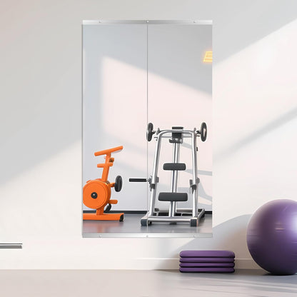 Ruomeng Home Gym Mirrors 12 Inch x 12Pcs Wall Mounted Mirror Glass Frameless Full Length Mirror Tiles for Home Gym, Bedroom, Door & Bathroom