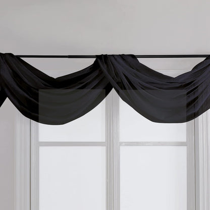 Chyhomenyc Sheer White Valances for Windows 2 Pack, Small Window Curtains for Living Room Bathroom Cafe Laundry Basement, Modern Top Dual Rod Pocket Voile Curtain, 42W x 14L inches, White - Colors B