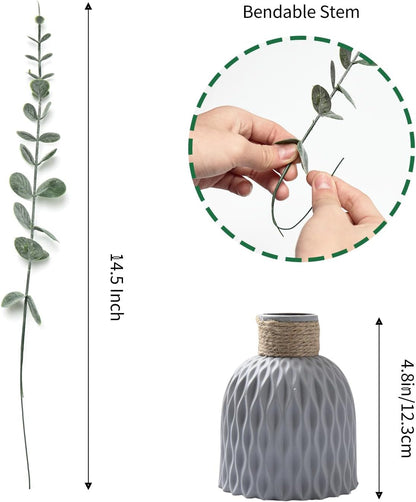 Fake Plants, 20Pcs Eucalyptus Stems Artificial Flowers, Fake Eucalyptus Leaves Stems, Plastic Grey Green Touch Leaf Branches for Home Office Flowers Bouquet Centerpiece Wedding Decoration