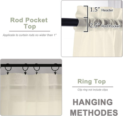OWENIE Sheer Curtains 84 inches Long 2 Panels Set for Living Room/Bedroom, Rod Pocket Voile Sheer Panel Drapes, White, 2pcs, Each 42" W x 84" L - Colors B
