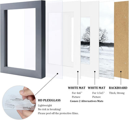 Egofine 12x16 Picture Frame Black, Covered by Plexiglass Made of Solid Wood, Display Pictures 9x12 and 11x14 with Mat or 12x16 Without Mat, for Wall Mounting Photo Frame - Colors B