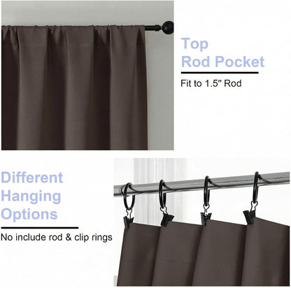 Simplebrand Ava Sage Green Blackout Curtains for Bedroom 63 Inch Length 2 Panels Set, Solid Thermal Insulated Energy Saving Rod Pocket Window Treatment Curtains Blackout Drapes, W40 x L63 Inch, Sage - Colors C