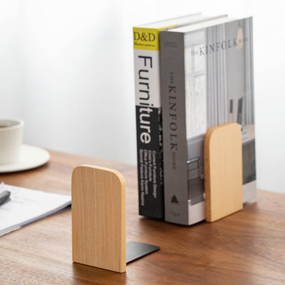 Muso Wood Book Ends for Shelves, Non-Slip Bookends, Heavy Duty Wooden Bookend Support for Books and Movies (Walnut 1 Pair)