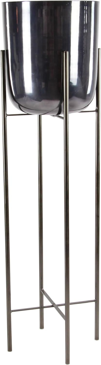 CosmoLiving by Cosmopolitan Metal Indoor Outdoor Planter Dome Large Planter Pot with Removable Stand, Set of 2 Planters 19", 22"H, Gold