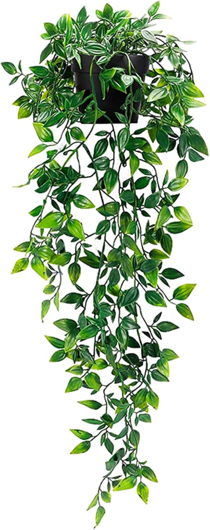 Clearain 1pcs Fake Hanging Plants, Artificial Small Potted Plants, Mini Faux Succulent Plant for Indoor Outdoor Aesthetic Office Living Room Shelf Home Decor (Eucalyptus leaves-1pcs)