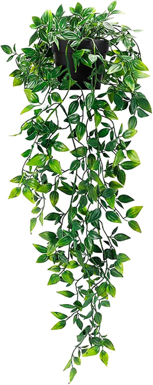 Clearain 1pcs Fake Hanging Plants, Artificial Small Potted Plants, Mini Faux Succulent Plant for Indoor Outdoor Aesthetic Office Living Room Shelf Home Decor (Eucalyptus leaves-1pcs)