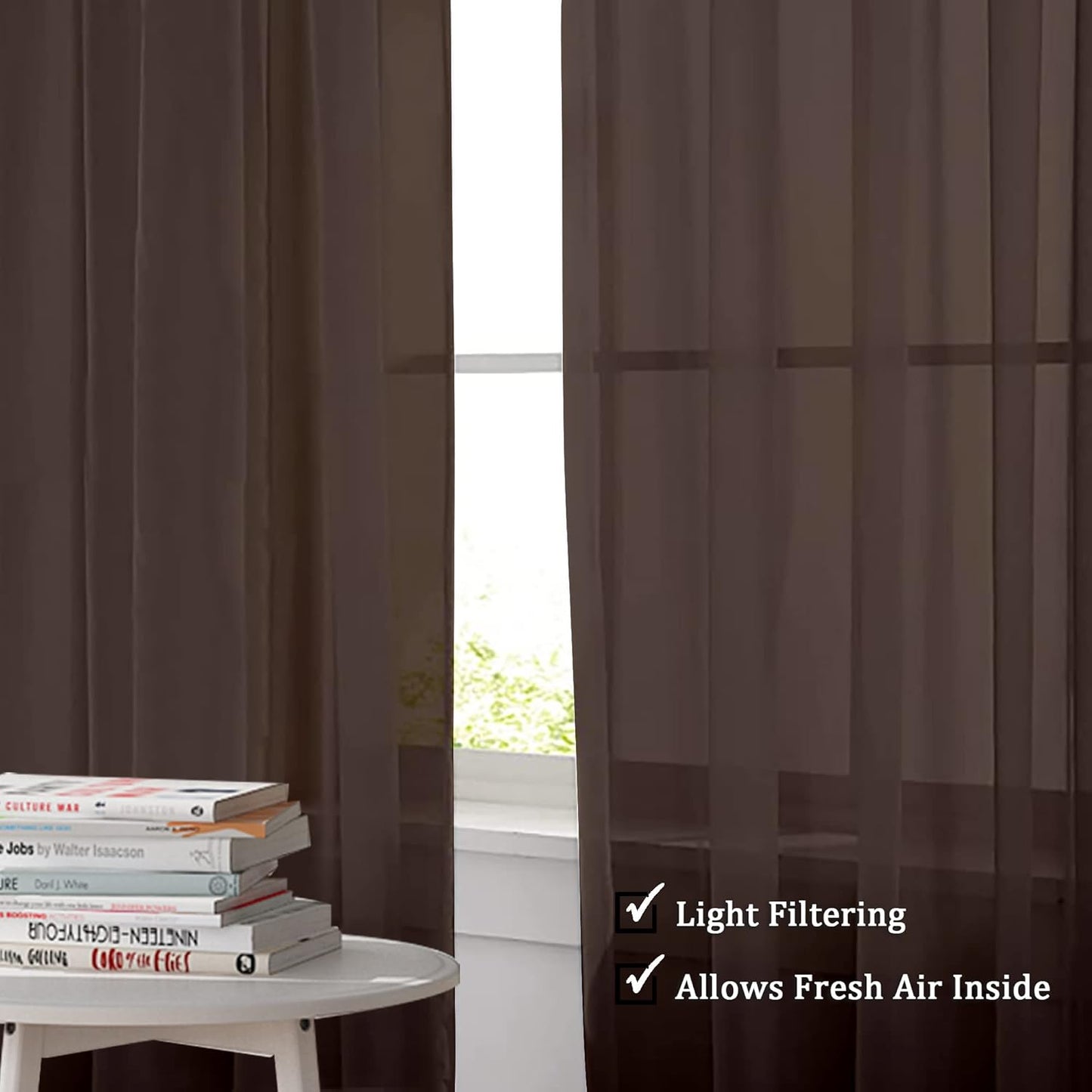 OWENIE Sheer Curtains 84 inches Long 2 Panels Set for Living Room/Bedroom, Rod Pocket Voile Sheer Panel Drapes, White, 2pcs, Each 42" W x 84" L - Colors A