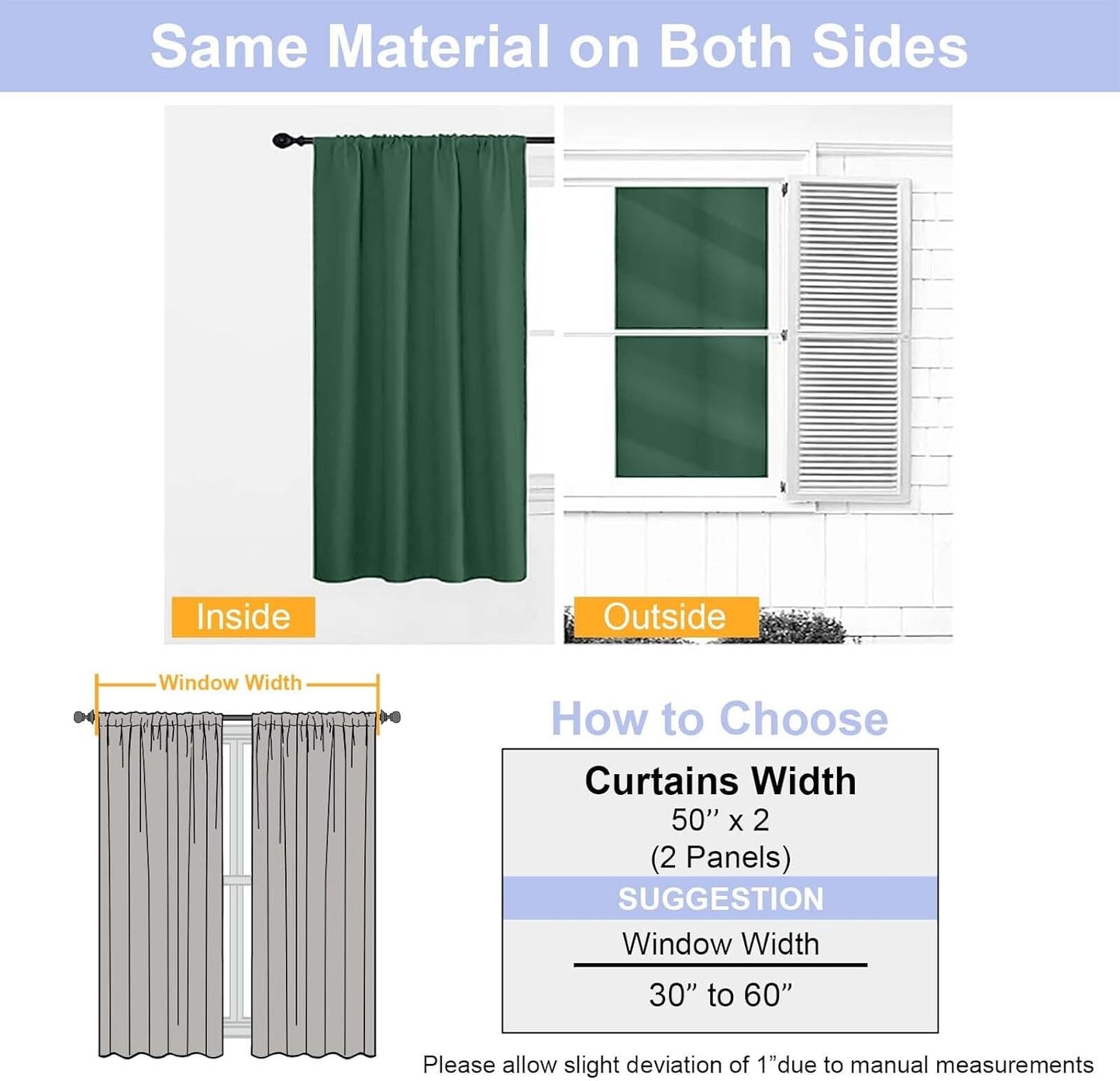 Simplebrand Ava Sage Green Blackout Curtains for Bedroom 63 Inch Length 2 Panels Set, Solid Thermal Insulated Energy Saving Rod Pocket Window Treatment Curtains Blackout Drapes, W40 x L63 Inch, Sage - Colors B
