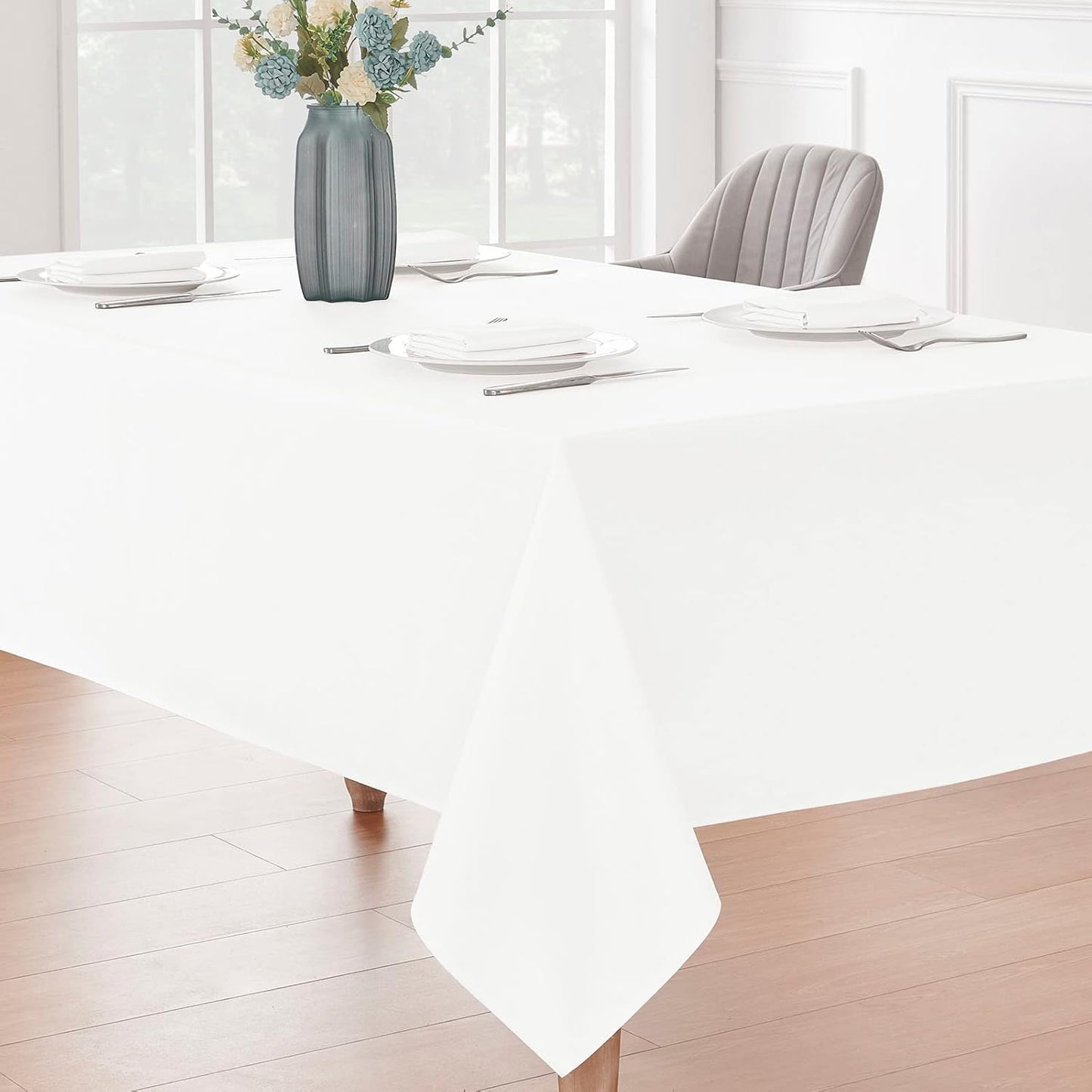 Veblandy Rectangle Tablecloth Waterproof Linen Textured Table Cloth Stain and Wrinkle Resistant Washable, Decorative Fabric Table Cover for Dining, Party and Camping (Sage Green, 52 * 70)
