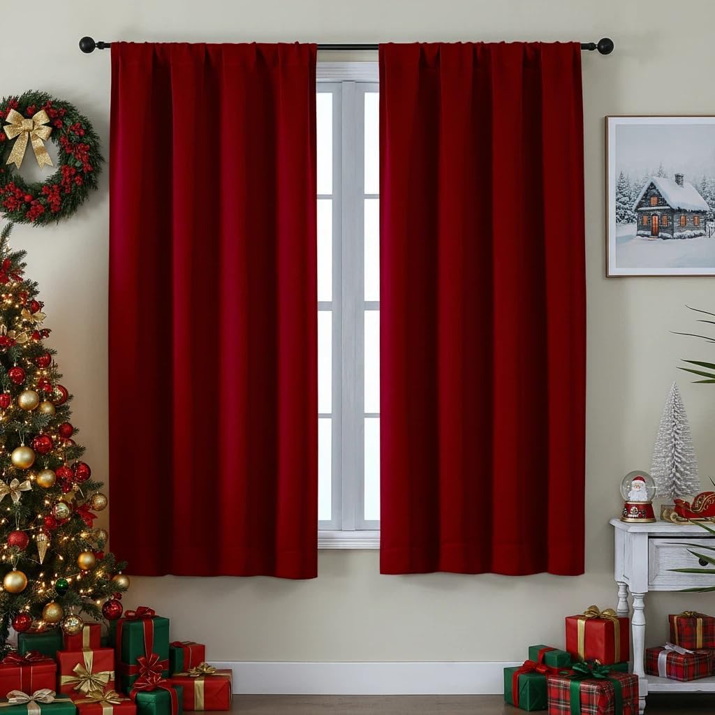 Simplebrand Ava Sage Green Blackout Curtains for Bedroom 63 Inch Length 2 Panels Set, Solid Thermal Insulated Energy Saving Rod Pocket Window Treatment Curtains Blackout Drapes, W40 x L63 Inch, Sage - Colors B