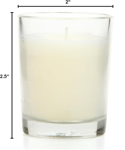 48-Pack Clear Glass Votive Candles – 10–12 Hour Long Burn, Unscented, Ivory, Bulk Set for Weddings, Events & Table Centerpieces – Hosley