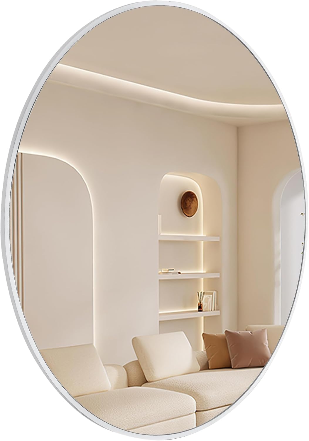 White Round Mirror 30 Inch, Circle Wall Mirrors for Bathroom, Bedroom Living Room or Entryway