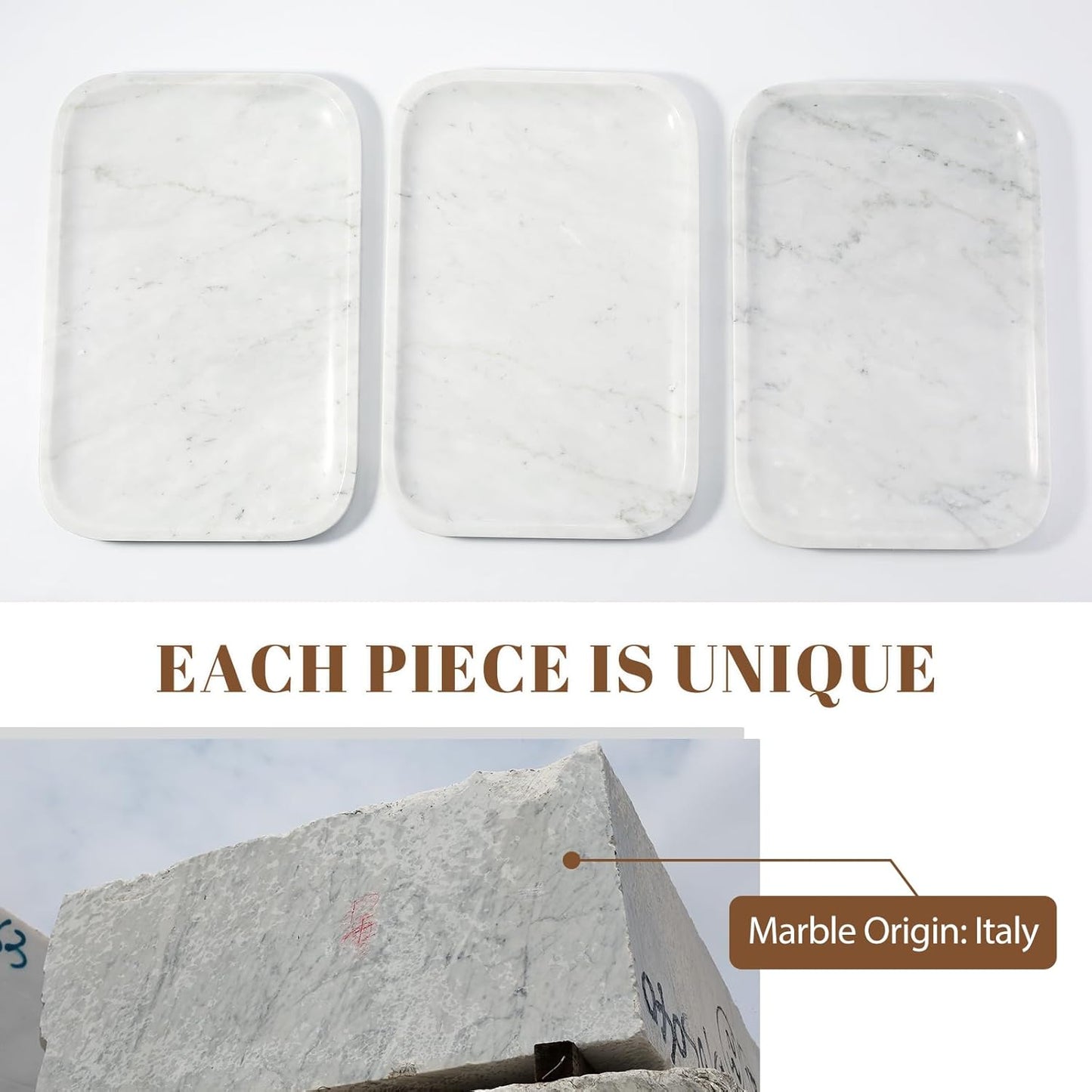 Koville Romano Travertine Tray, 12"x8" Natural Stone Vanity Tray for Countertop Bathroom Kitchen Dresser, Decorative Marble Catchall Trays for Perfume Jewelry, Rectangular Serving Tray(Beige)