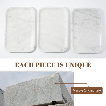 Koville Romano Travertine Tray, 12"x8" Natural Stone Vanity Tray for Countertop Bathroom Kitchen Dresser, Decorative Marble Catchall Trays for Perfume Jewelry, Rectangular Serving Tray(Beige)