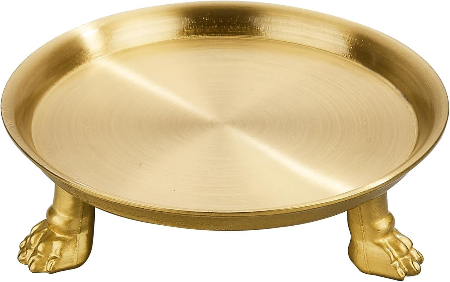 khtumeware 4.5 Inch 100% Solid Brass Clawfoot Candle Dish - Antique Pedestal Dish - Candle Holder - Jewelry Holder - Perfect for Wax Candles, Rings, and Trinkets