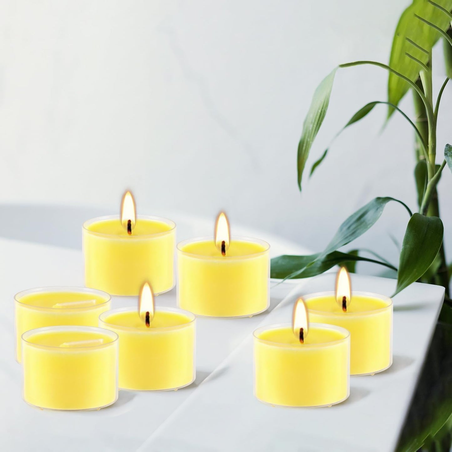 100 Pack Scented Tealight Candles - 4 Hours Burning Lemon Aromatherapy | Valentine's Day Romantic Dinner & New Year Home Decor, Yellow Votive Candles for Wedding, Holiday Gift & Emergency (Yellow)