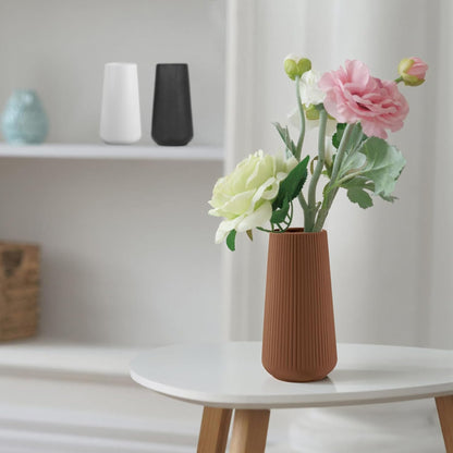 White Ceramic Vase, GUKJOB Small Cute Flower Vase for Pampas Grass, Home, Living Room, Dining Table, Farmhouse, Office Decor, Bedroom, Table, and Kitchen Shelf (White)