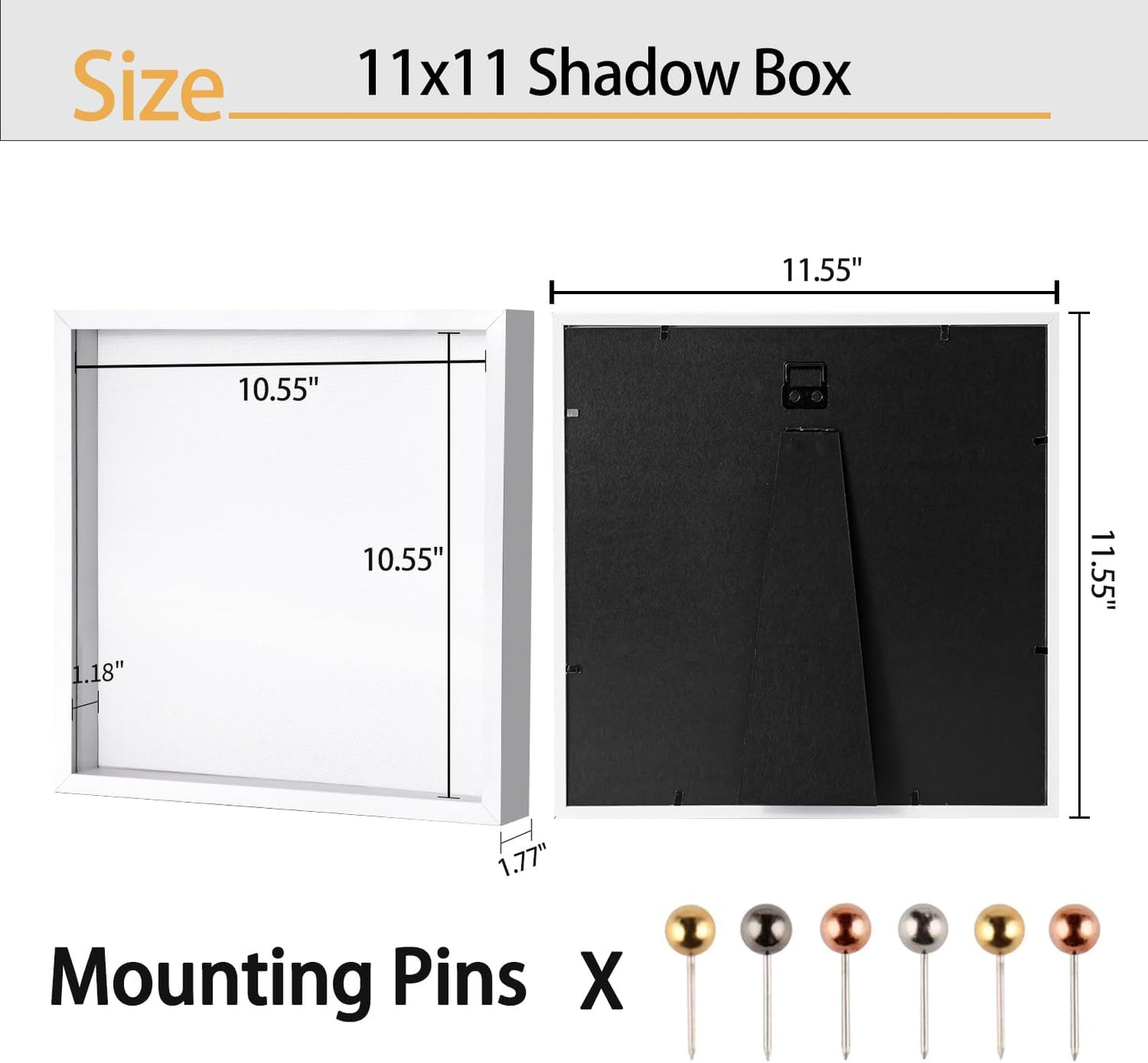 8x10 Shadow Box Frame | Soft Linen Back & Push Pins Included, Polystyrene Glass Memory Display Case for Flowers, Tickets & Cherished 3D Items, Black