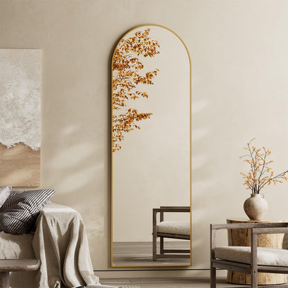 Koonmi 30"x71" Arched Full Length Mirror, Gold Large Floor Mirror with Aluminum Alloy Frame, Standing Hanging or Leaning Wall-Mounted Full Body Mirror for Living Room and Bedroom