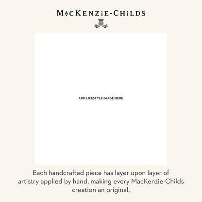 MACKENZIE-CHILDS Enamel Pedestal Serving Platter, Decorative Serving Dish for Food, Small, Black-and-White Courtly Check