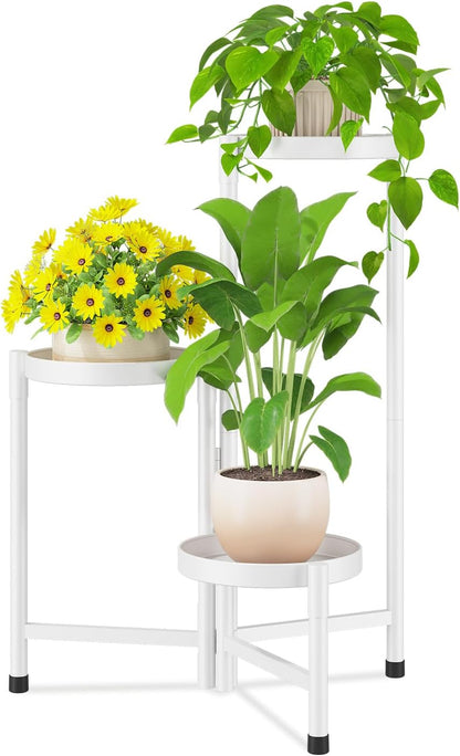 iDavosic.ly Plant Stand Indoor Outdoor, 5 Tier Corner Metal Flower Display Holder Shelf, Folding Tall Orchid Rack for Patio Balcony Porch Garden Living Room House, Black
