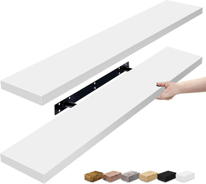 Sorbus Floating Shelves for Wall - 48 Inch Long Bathroom Shelves, Wall Decor for Bedroom, Kitchen, Living Room & Book Storage - Mounted Floating Shelf with Invisible Brackets (Maple Wood, 2 Pack)
