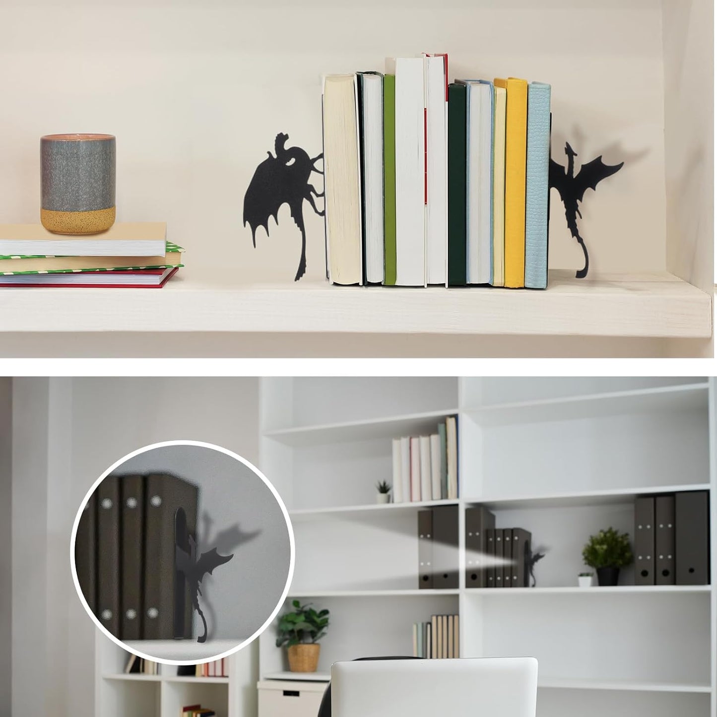 Geelin Peeping Cat Metal Bookends Set of 2 Cute Book Ends for Shelves Decorative Bookshelf Home Office Desk Bookshelf Decor Gift for Cat Lovers and Reading Enthusiasts
