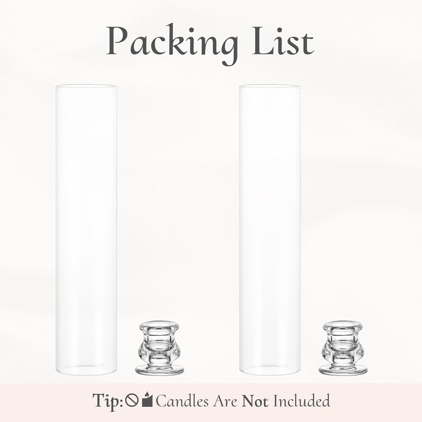 Glass Hurricane Candle Holder: 12" Tall Candlestick Holder Bulk with Cylinder Windproof Cover Set of 6 Clear Taper Candle Holders for Wedding Party Birthday Christmas Decor