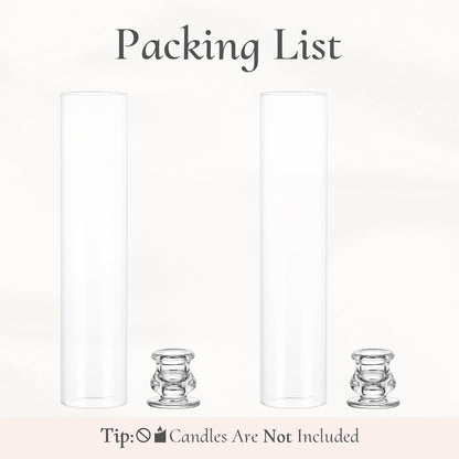 Glass Hurricane Candle Holder: 12" Tall Candlestick Holder Bulk with Cylinder Windproof Cover Set of 6 Clear Taper Candle Holders for Wedding Party Birthday Christmas Decor