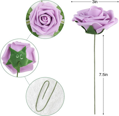 AmyHomie Artificial Flowers Dark Red Rose 25pcs Real Looking Fake Roses w/Stem for DIY Wedding Bouquets Centerpieces Arrangements Party Baby Shower Mothers Day Christmas Tree Decorations