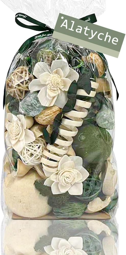 White Potpourri Bags,Pine Scented Potpourri Bowl Filler,Vase Filler,Decorative Dried Flowers, Home Fragrance Popery,Bathroom Decor, Crystal(20 oz)