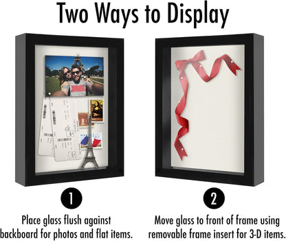 Americanflat 12x16 Shadow Box Frame with Polished Plexiglass - Silhouette Collection - Large Shadow Box Display Case for Tabletop and Wall Display - Black with Soft Felt Back