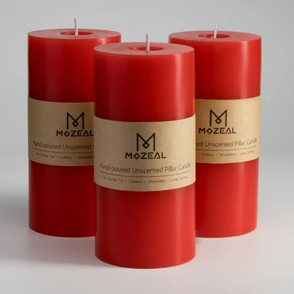 MOZEAL 3" x 4" Hand-Poured Unscented Candle,Dripless Pillar Candle Set of 3,Long Clean Burning,Approx 72 Hours Burn Time,Rustic Country Style,Wedding,Dinner,Christmas and Home Decor,White